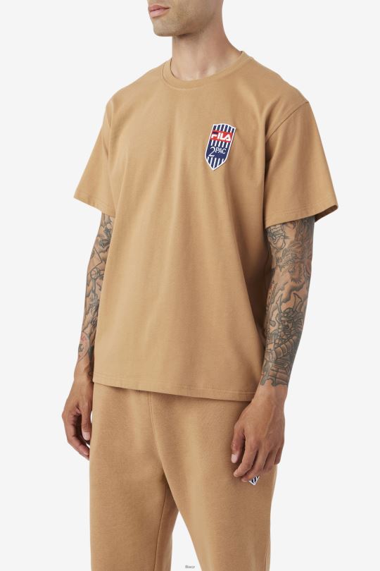 fila 2pac patch tee tabákově hnědá 0668L217 tabákově hnědá FILA