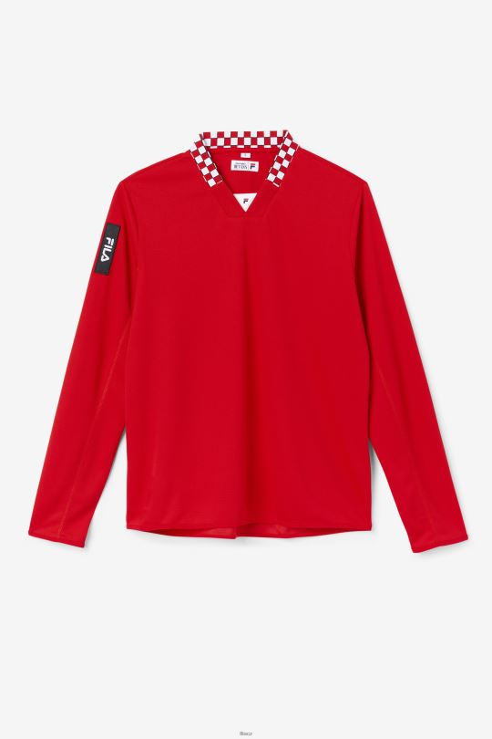 fila bevans park tričko s dlouhým rukávem červené 0668L325 Červené FILA