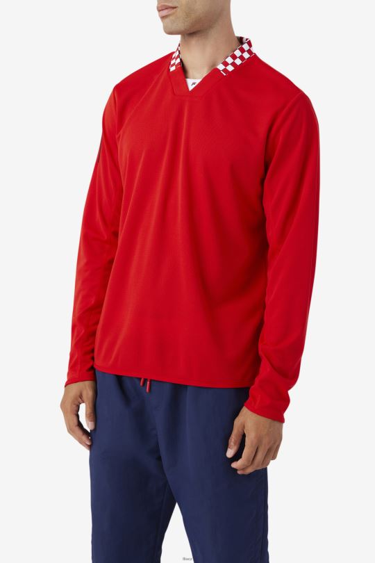 fila bevans park tričko s dlouhým rukávem červené 0668L325 Červené FILA