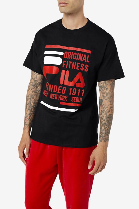 fila originální fitness tričko černá/červená/bílá 0668L349 černá/červená/bílá FILA