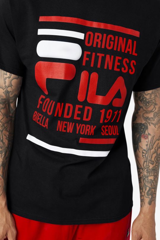 fila originální fitness tričko černá/červená/bílá 0668L349 černá/červená/bílá FILA
