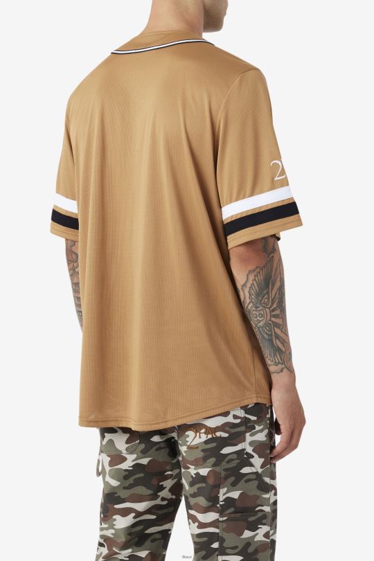 fila tabákový hnědý/černý/bílý 2pac baseballový dres 0668L214 tabákově hnědá/černá/bílá FILA
