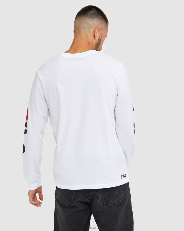 klasické pánské tričko s dlouhým rukávem fila bílé 0668L2498 bílý FILA