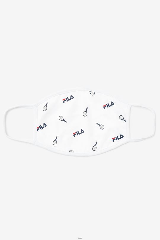 fila bílá tenisový potisk obličejová maska ​​bílá 0668L1039 bílý FILA