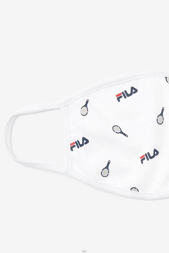 fila bílá tenisový potisk obličejová maska ​​bílá 0668L1039 bílý FILA