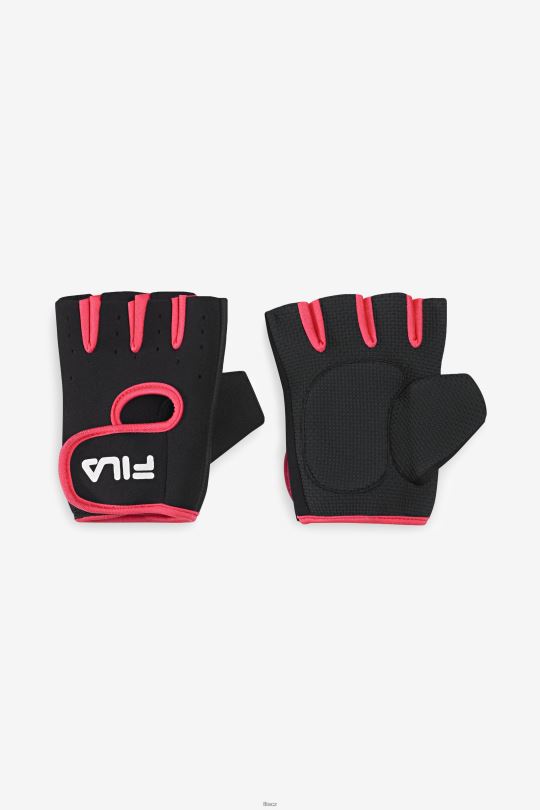 fila černo/růžové dámské fitness rukavice s/m 0668L1096 černá/růžová FILA