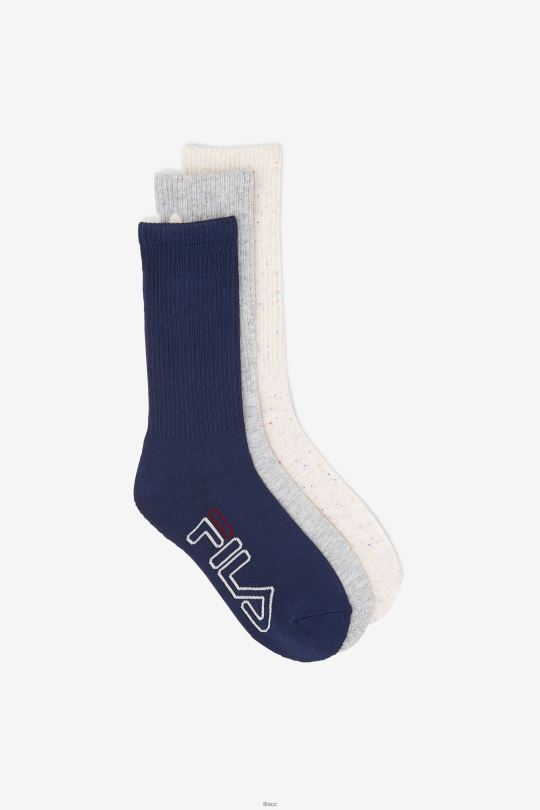 dámské flekaté stripe crew ponožka 3-balení fila bílá 0668L1016 bílý FILA