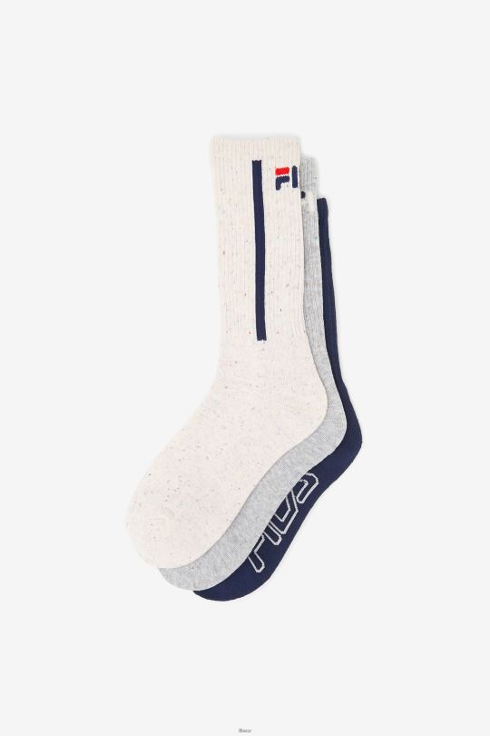 dámské flekaté stripe crew ponožka 3-balení fila bílá 0668L1016 bílý FILA