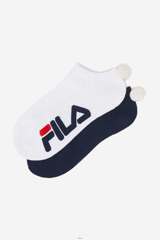 dámské tenisové pom pom ponožky 2-balení fila navy 0668L1082 námořnictvo FILA