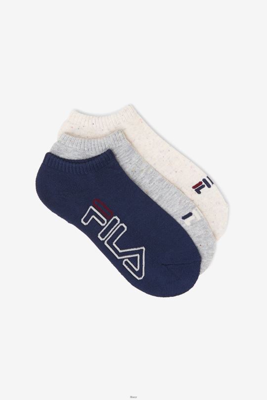 fila dámská flekatá proužek no show ponožka 3-balení bílá 0668L1093 bílý FILA