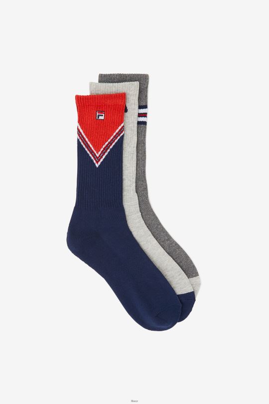 fila pánská chevron crew ponožka 3-balení námořnická 0668L1015 námořnictvo FILA