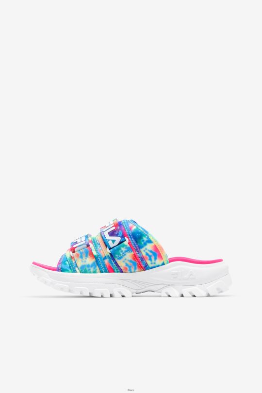 multi/white/pink glo dámská kravata dye outdoor slide fila 0668L1356 multi/bílá/růžová glo FILA