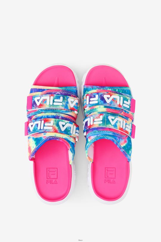multi/white/pink glo dámská kravata dye outdoor slide fila 0668L1356 multi/bílá/růžová glo FILA