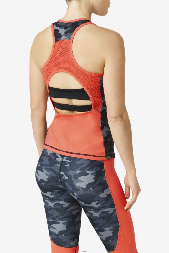 fila dark camo/hot coral/black uplift colorblock racerback tank 0668L1870 tmavý camo/žhavý korál/černý FILA
