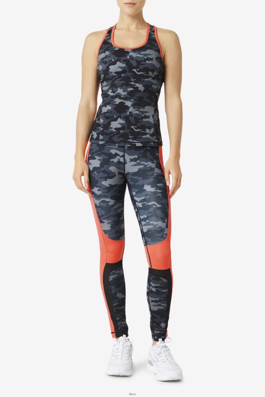 fila dark camo/hot coral/black uplift colorblock racerback tank 0668L1870 tmavý camo/žhavý korál/černý FILA