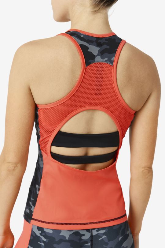 fila dark camo/hot coral/black uplift colorblock racerback tank 0668L1870 tmavý camo/žhavý korál/černý FILA