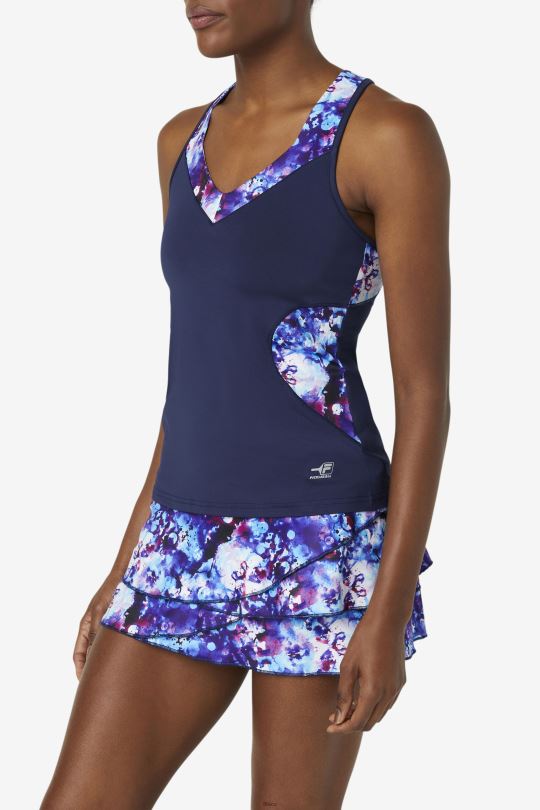 nakládaná ohlávka tank fila navy print/navy 0668L2036 námořnický tisk/námořnický tisk FILA
