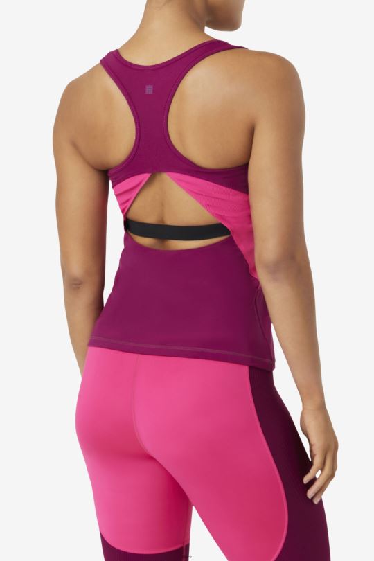 purpurová fialová/světle růžová fila uplift otevřené racerback tílko 0668L1875 purpurová fialová/světle růžová FILA