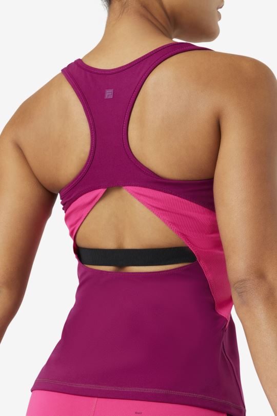 purpurová fialová/světle růžová fila uplift otevřené racerback tílko 0668L1875 purpurová fialová/světle růžová FILA