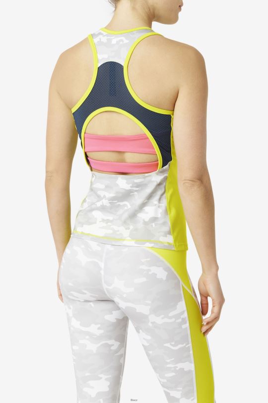 síra/bílá/azalea/námořnická fila uplift colorblock racerback tank 0668L1869 síra/bílá/azalka/námořnická FILA
