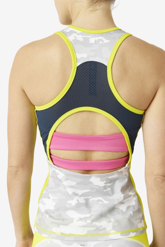 síra/bílá/azalea/námořnická fila uplift colorblock racerback tank 0668L1869 síra/bílá/azalka/námořnická FILA