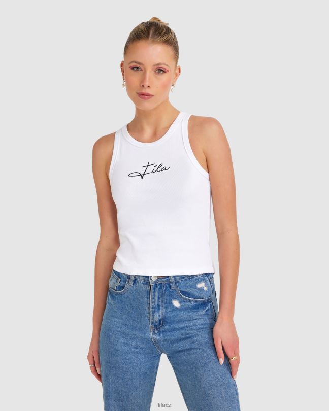 white fila dámské cinzia rib tílko 0668L2829 bílý FILA