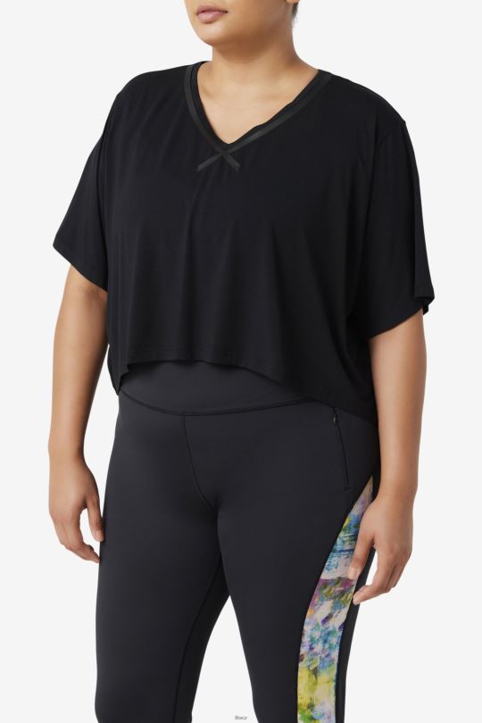 černý fila fi-lux hi-low crop top 0668L1917 Černá FILA