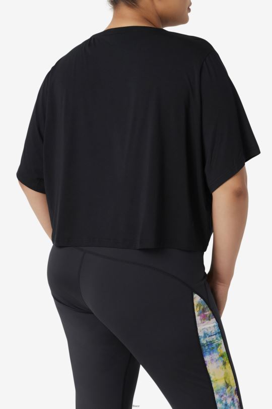 černý fila fi-lux hi-low crop top 0668L1917 Černá FILA