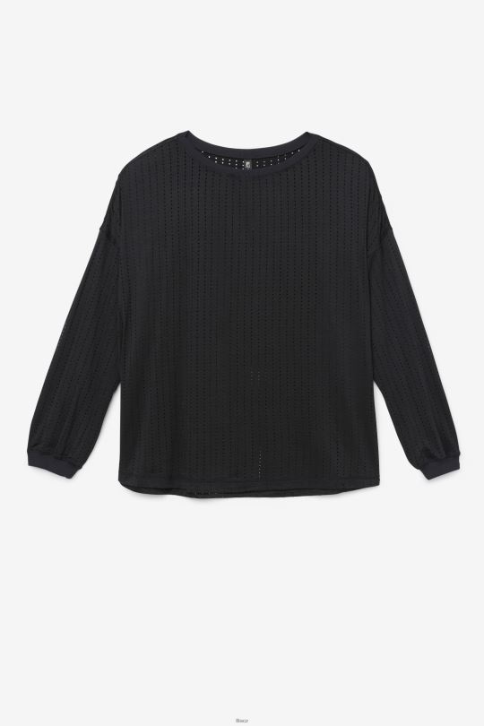 černý síťovaný top s dlouhým rukávem fila fi-lux 0668L1887 Černá FILA