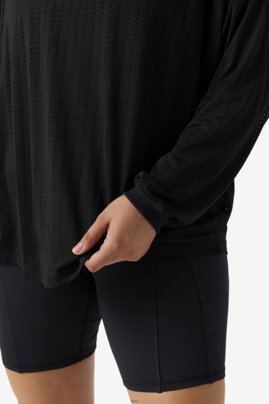 černý síťovaný top s dlouhým rukávem fila fi-lux 0668L1887 Černá FILA