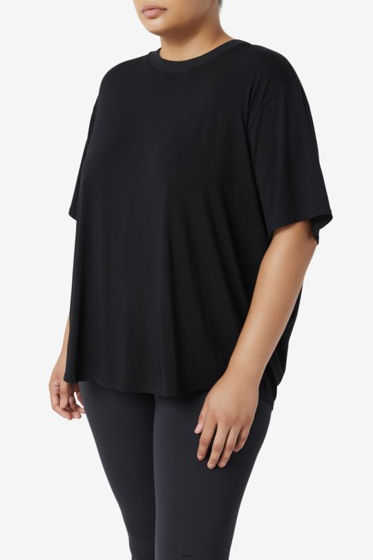 černý top fila fi-lux s krátkým rukávem 0668L1923 Černá FILA