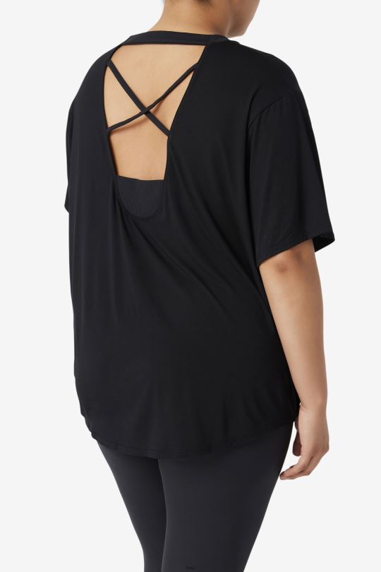 černý top fila fi-lux s krátkým rukávem 0668L1923 Černá FILA