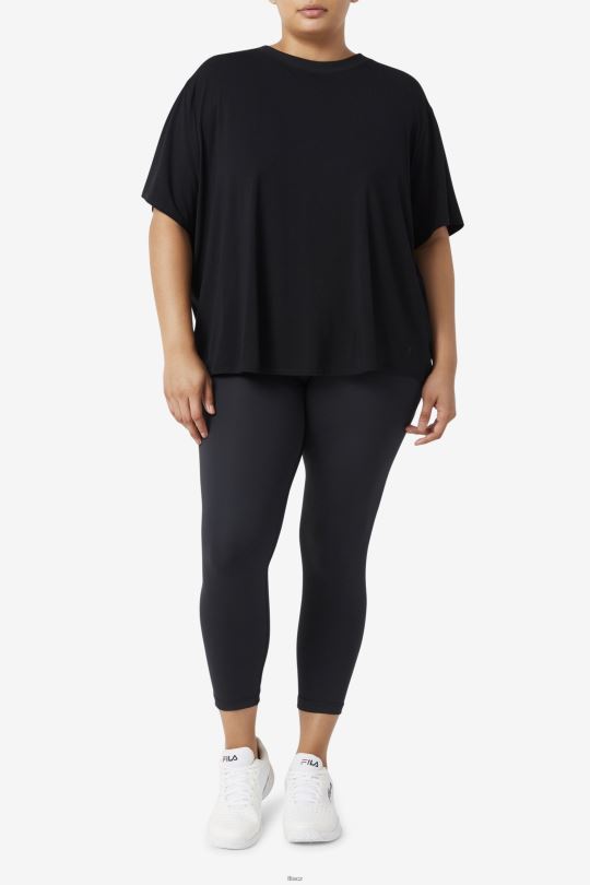 černý top fila fi-lux s krátkým rukávem 0668L1923 Černá FILA