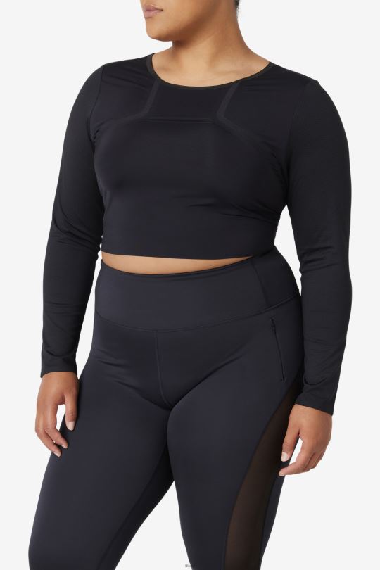černá uplift dlouhý rukáv crop top fila 0668L1926 Černá FILA