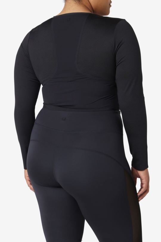černá uplift dlouhý rukáv crop top fila 0668L1926 Černá FILA