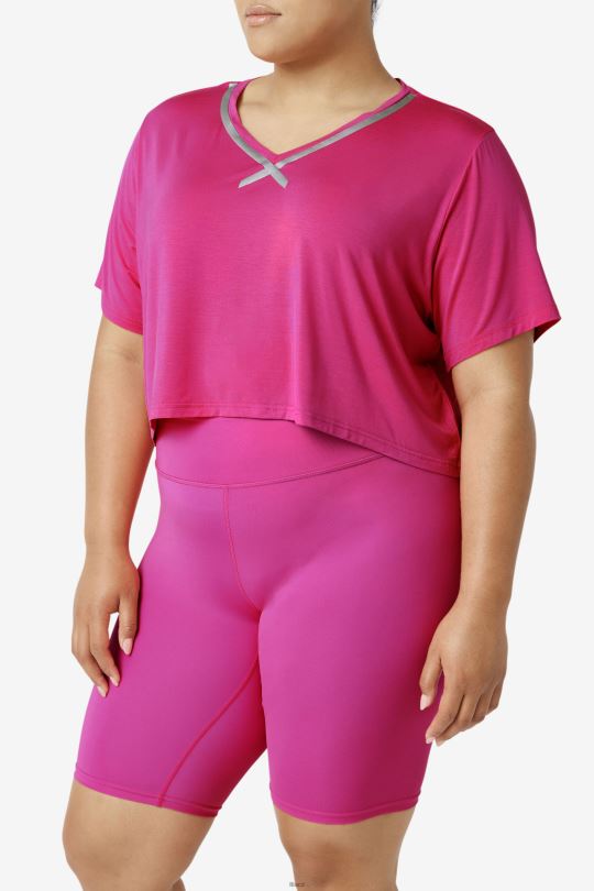 fi-lux hi-low crop top fila zářivě růžová 0668L1916 světle růžová FILA