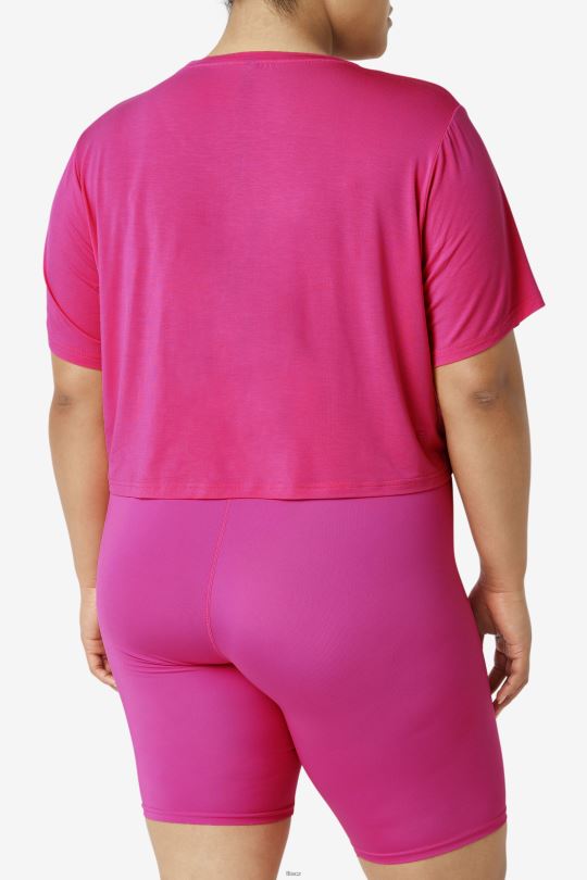 fi-lux hi-low crop top fila zářivě růžová 0668L1916 světle růžová FILA