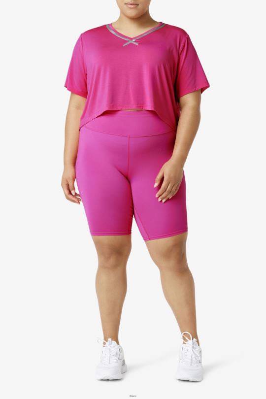 fi-lux hi-low crop top fila zářivě růžová 0668L1916 světle růžová FILA