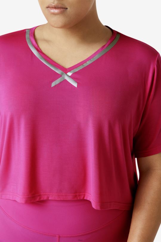 fi-lux hi-low crop top fila zářivě růžová 0668L1916 světle růžová FILA