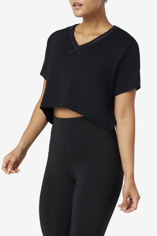 fi-lux high-low crop top černá fila 0668L1859 Černá FILA