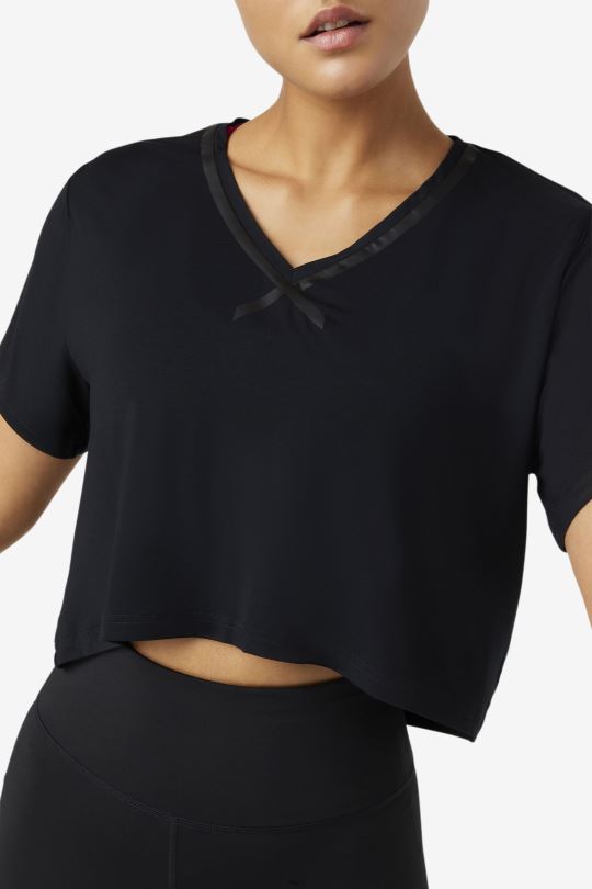 fi-lux high-low crop top černá fila 0668L1859 Černá FILA