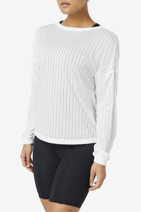 fi-lux síťovaný top s dlouhým rukávem bílá fila 0668L1895 bílý FILA