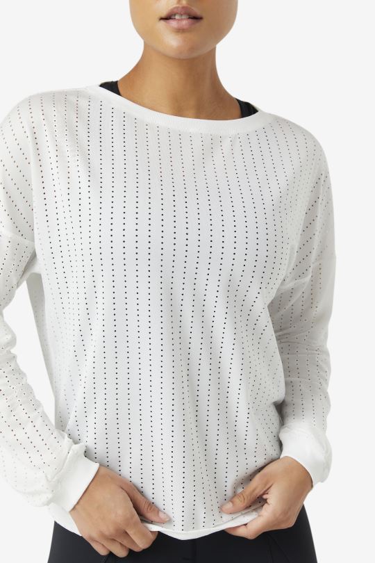fi-lux síťovaný top s dlouhým rukávem bílá fila 0668L1895 bílý FILA