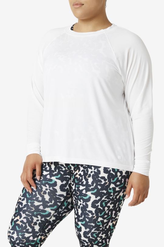 fi-lux síťovaná záda dlouhý rukáv crew fila bílá 0668L1898 bílý FILA
