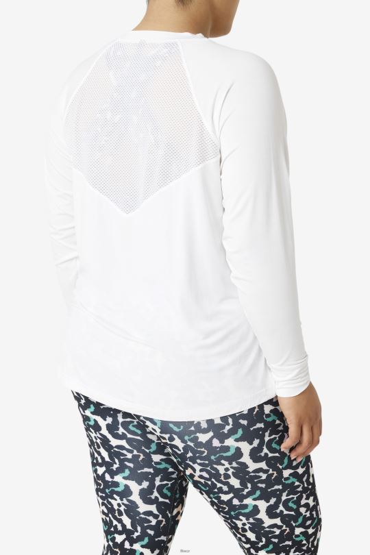fi-lux síťovaná záda dlouhý rukáv crew fila bílá 0668L1898 bílý FILA