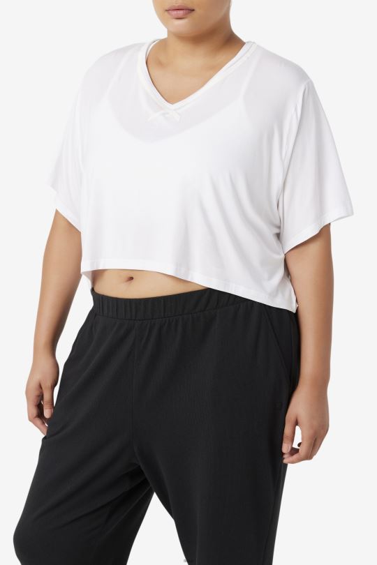 fila bílý fi-lux hi-low crop top 0668L1918 bílý FILA