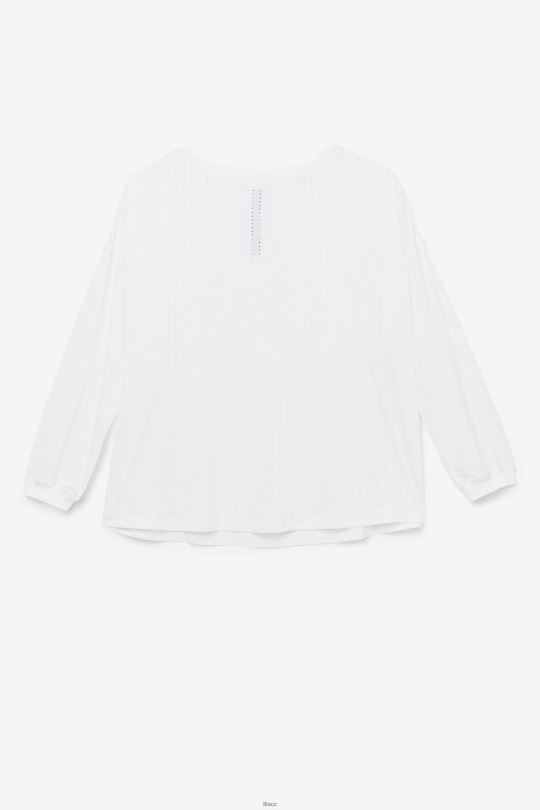 fila bílý fi-lux síťovaný top s dlouhým rukávem 0668L1888 bílý FILA
