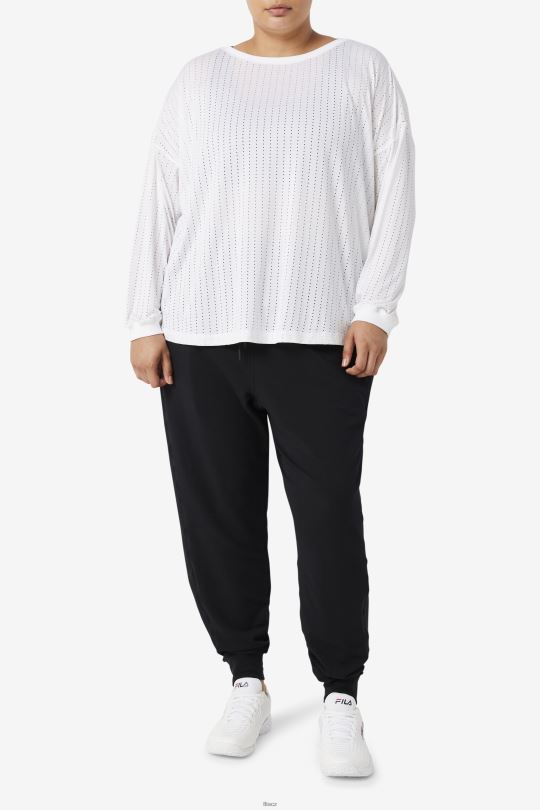 fila bílý fi-lux síťovaný top s dlouhým rukávem 0668L1888 bílý FILA