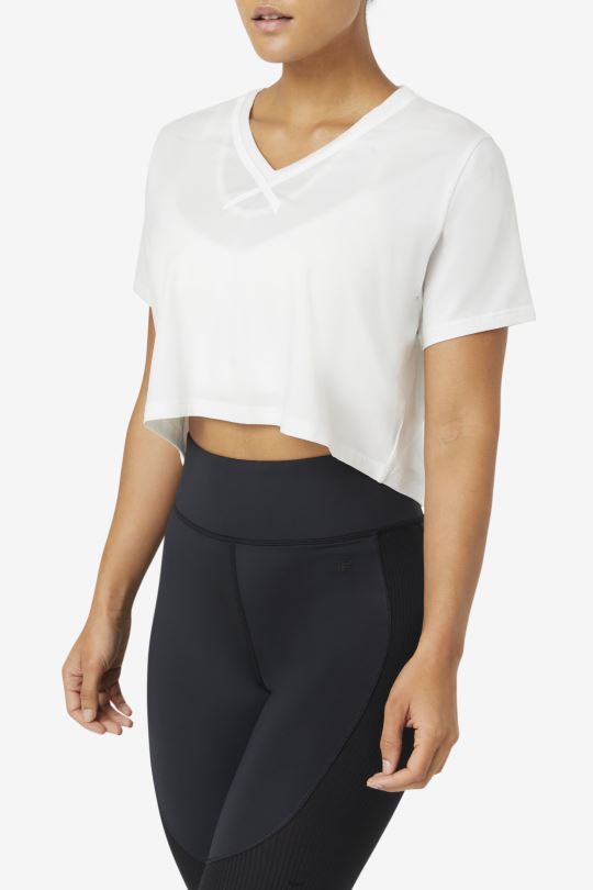 fila bílý fi-lux vysoký-nízký crop top 0668L1858 bílý FILA