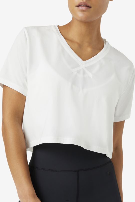 fila bílý fi-lux vysoký-nízký crop top 0668L1858 bílý FILA
